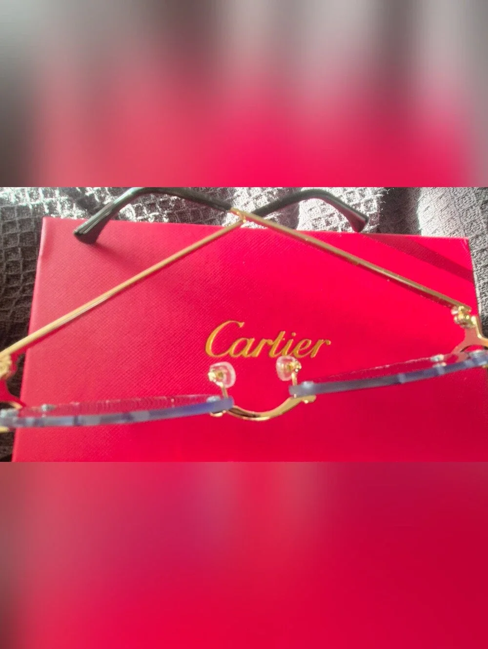 Cartier Rimless Sunglasses with Blue Gradient Lenses